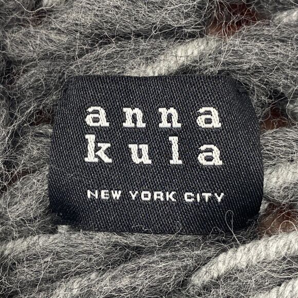 ANNA KULA Scarf OS Infinity Marled Crochet Chunky Wool Gray 9" x 59" - Picture 8 of 13